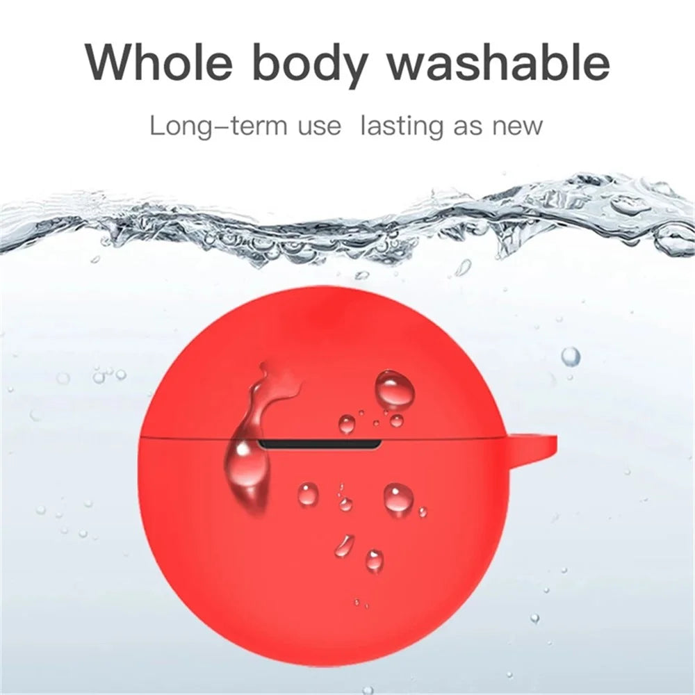 For Oppo Enco Air2i TWS Earphone Anti-dust Anti-drop Silicone Protective Cover with Anti-lost Buckle - White - 2