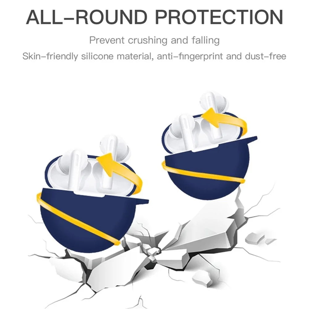 For Oppo Enco Air2i TWS Earphone Anti-dust Anti-drop Silicone Protective Cover with Anti-lost Buckle - White - 3