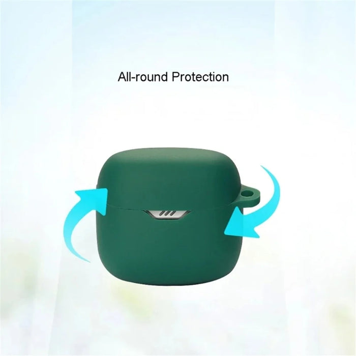 Drop Protection Case for JBL TUNE FLEX Earphone Charging Box, Silicone Soft Cover with Carrying Buckle - Dark Blue - 6