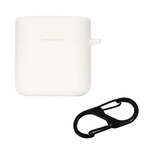 For Haylou T19 Silicone Protective Cover Bluetooth-compatible Earphone Anti-drop Case with Anti-lost Buckle - White - 1