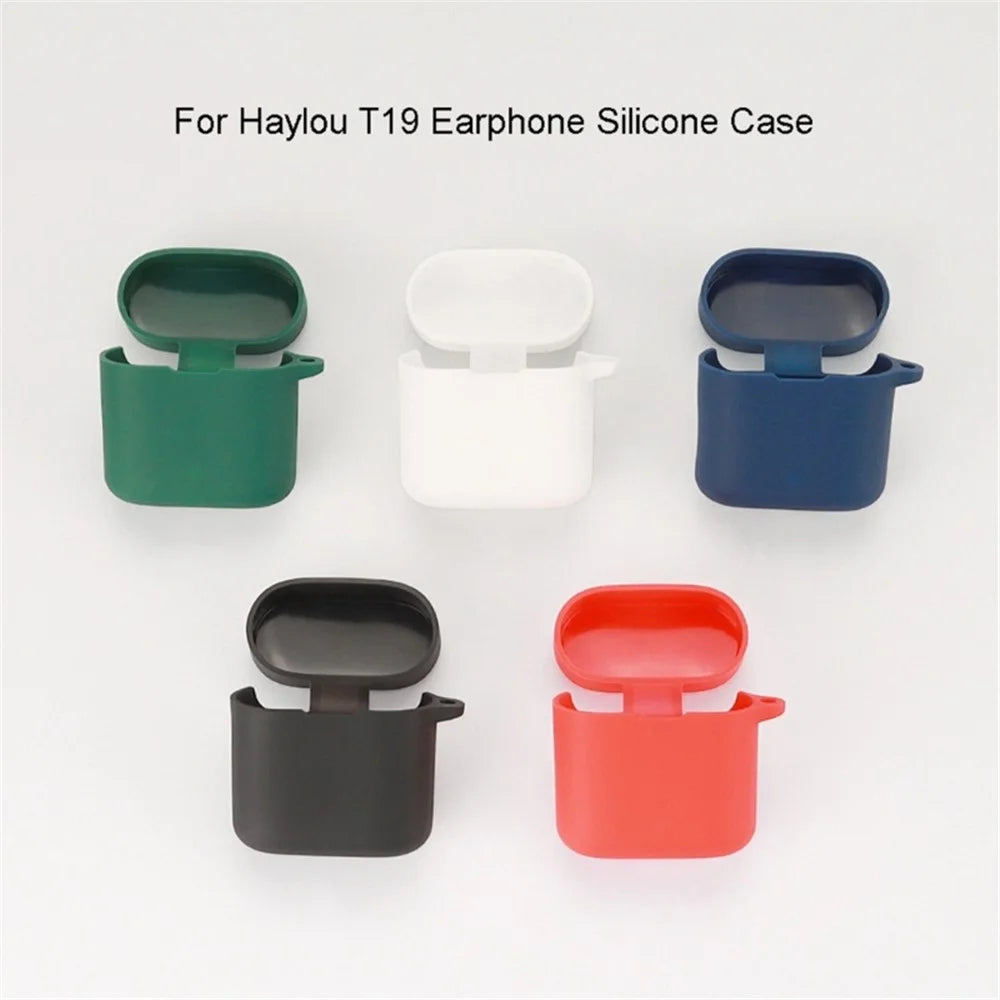 For Haylou T19 Silicone Protective Cover Bluetooth-compatible Earphone Anti-drop Case with Anti-lost Buckle - White - 2