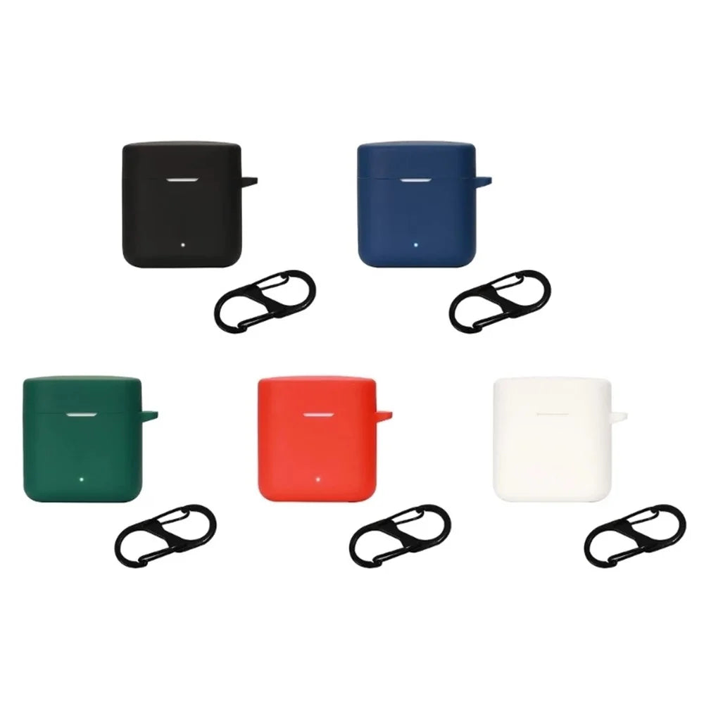 For Haylou T19 Silicone Protective Cover Bluetooth-compatible Earphone Anti-drop Case with Anti-lost Buckle - White - 3