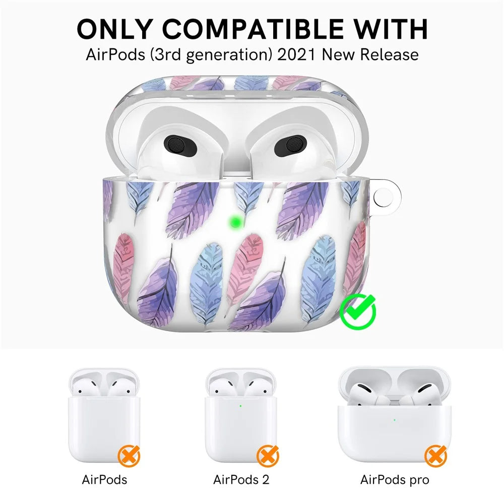 AHASTYLE PT142-3 for Apple AirPods 3 Anti-drop Earphone Case Pattern Printing Earbud Charging Box Two-Piece Design TPU Cover with Carabiner - Dessert - 2