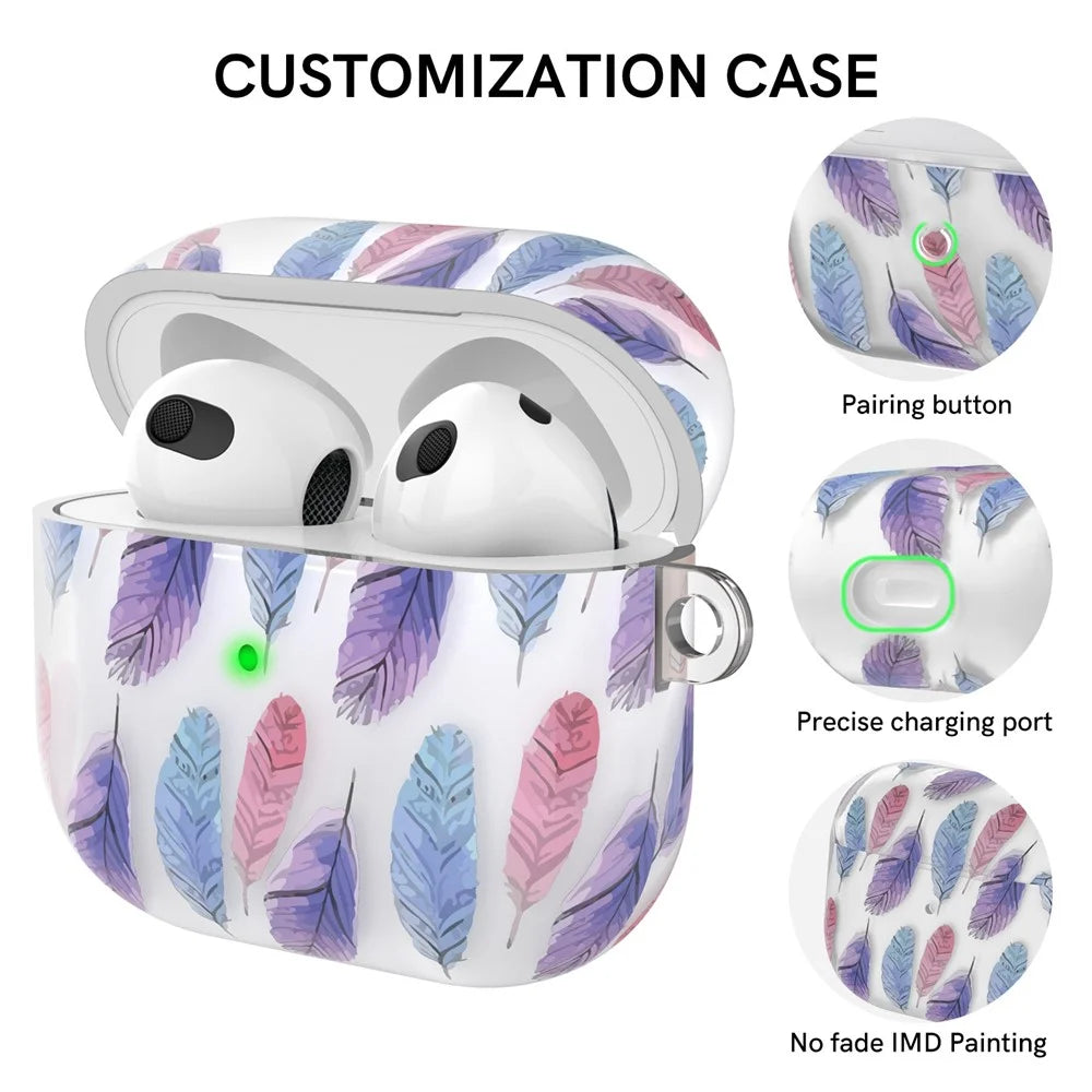 AHASTYLE PT142-3 for Apple AirPods 3 Anti-drop Earphone Case Pattern Printing Earbud Charging Box Two-Piece Design TPU Cover with Carabiner - Dessert - 3
