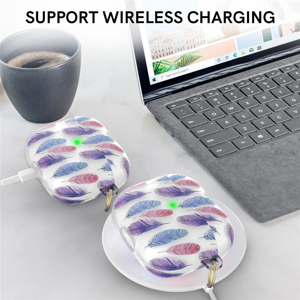 AHASTYLE PT142-3 for Apple AirPods 3 Anti-drop Earphone Case Pattern Printing Earbud Charging Box Two-Piece Design TPU Cover with Carabiner - Dessert - 5