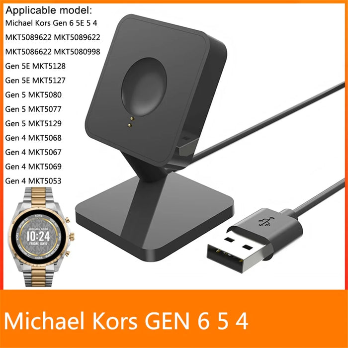 For Michael Kors Gen 6 1m USB Cable Charging Stand Desktop Smart Watch Charger Bracket - 2