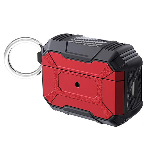 For AirPods Pro 2 Hard PC + TPU Scratch Resistant Case Anti-Lost Earbuds Cover with Anti-lost Carabiner - Red - 1