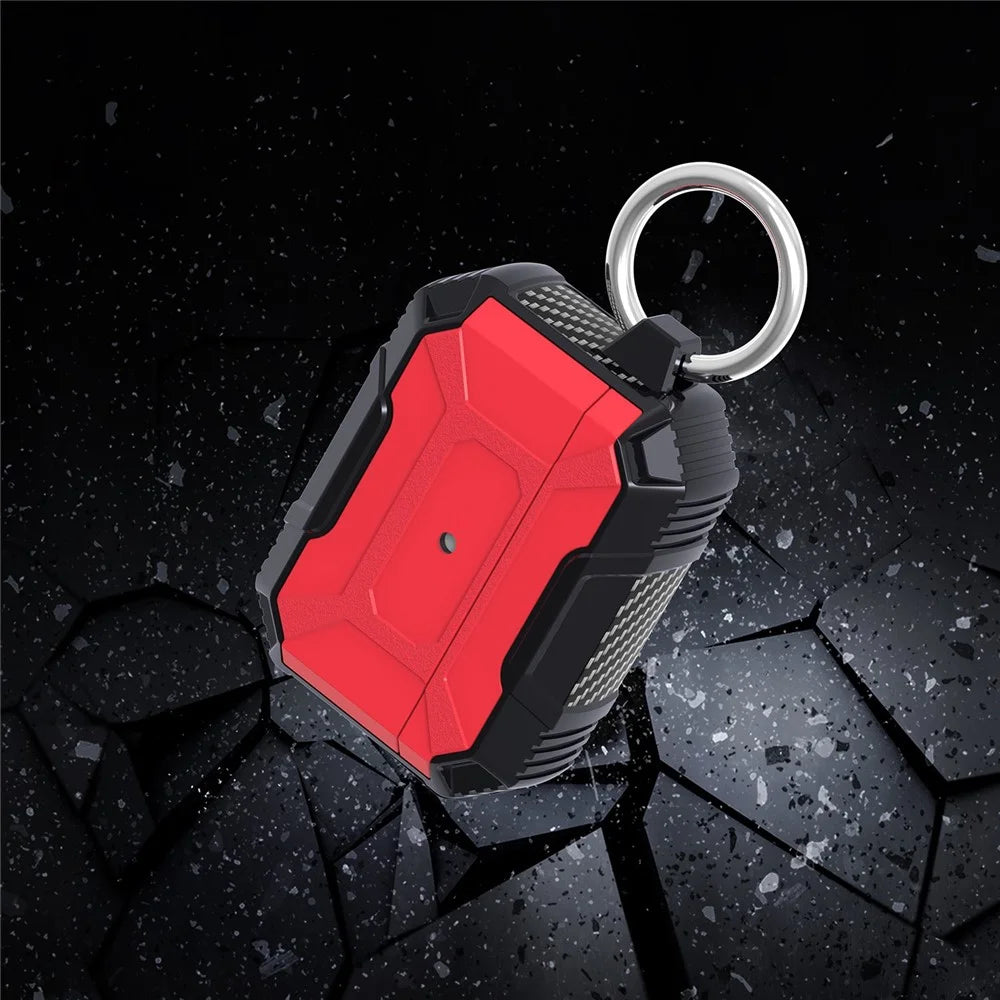 For AirPods Pro 2 Hard PC + TPU Scratch Resistant Case Anti-Lost Earbuds Cover with Anti-lost Carabiner - Red - 2