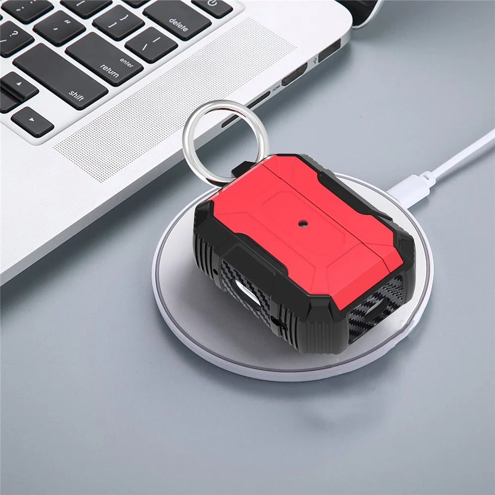 For AirPods Pro 2 Hard PC + TPU Scratch Resistant Case Anti-Lost Earbuds Cover with Anti-lost Carabiner - Red - 3