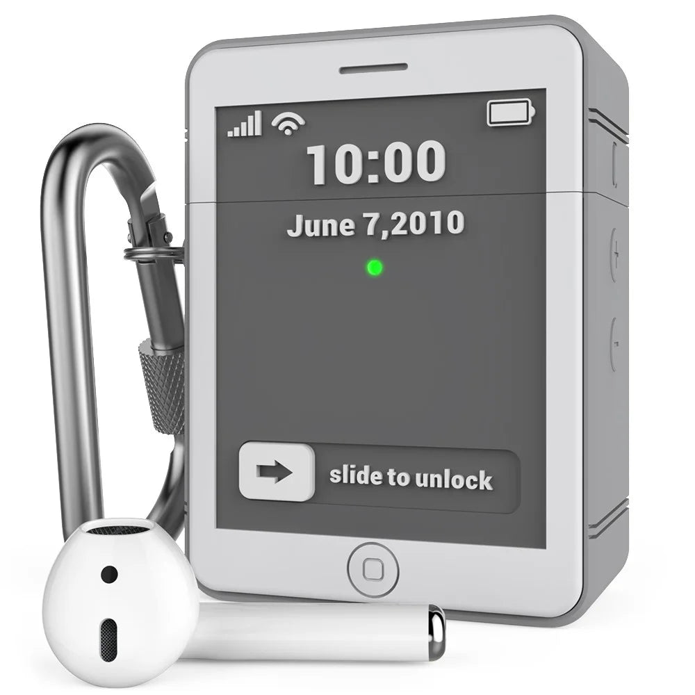 AHASTYLE PT103 For Apple AirPods with Charging Case (2016) / (2019) / AirPods with Wireless Charging Case (2019) Silicone Cover Two-Piece Design for iPhone 4 Style Earbud Case - Grayish-white - 1