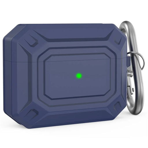 AHASTYLE PT144 For Apple AirPods Pro 2 / Pro Silicone Skin Cover Two-Piece Design Shockproof Earphones Case with Carabiner - Blue - 1