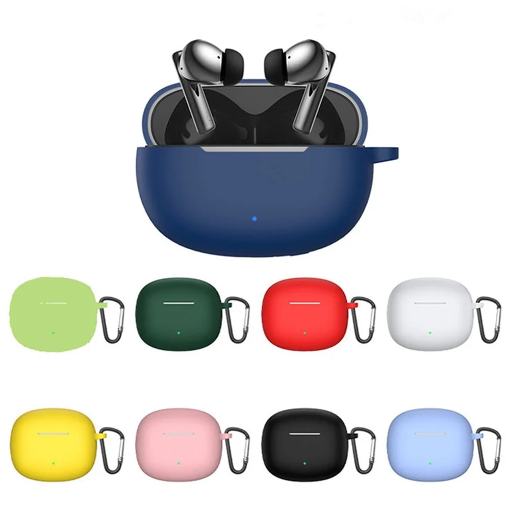 For Honor Moecen Earbuds X3 TWS Bluetooth-compatible Earphone Anti-drop Case Silicone Protective Cover with Anti-lost Buckle - Midnight Blue - 3