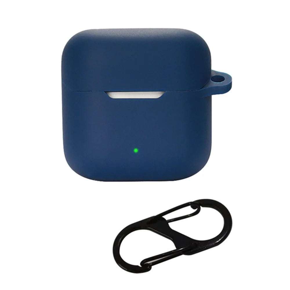 Anti-scratch Sleeve for YX06 TWS Earphone Charging Bin, Silicone Cover Case with Carrying Buckle - Dark Blue - 1