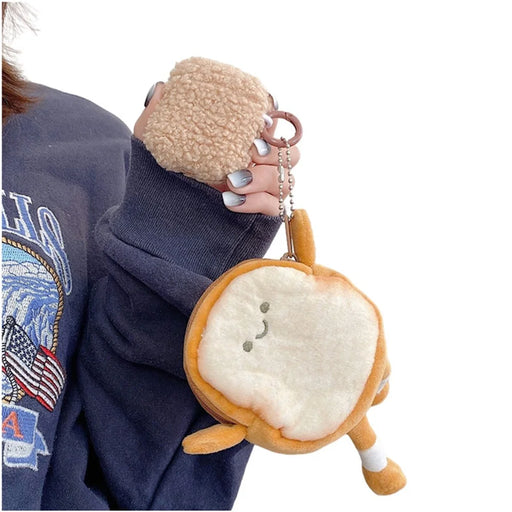 For Apple AirPods with Charging Case (2016) / (2019) / AirPods with Wireless Charging Case (2019) Fluff TPU Earphone Case Anti-drop Earbud Cover with Cartoon Toast Wallet - 1