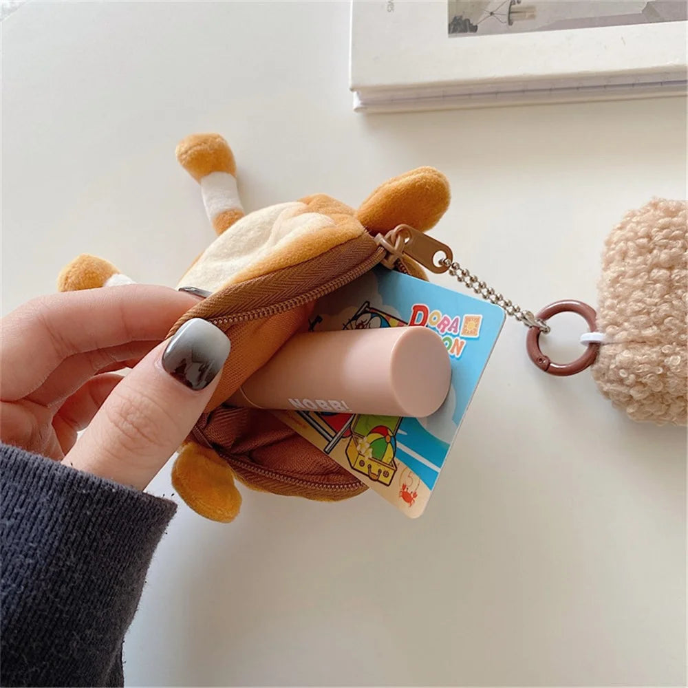 For Apple AirPods Pro Bluetooth-compatible Earphone TPU Case Fluff Plush Earbud Protective Cover with Cartoon Toast Wallet - 4