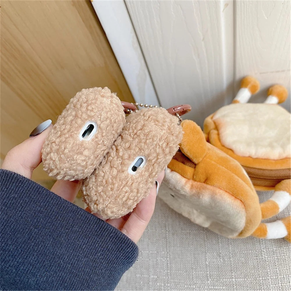 For Apple AirPods Pro Bluetooth-compatible Earphone TPU Case Fluff Plush Earbud Protective Cover with Cartoon Toast Wallet - 7