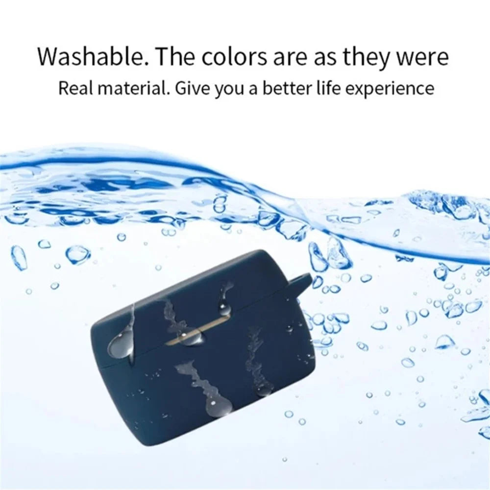 For Jabra Elite 5 TWS Bluetooth-compatible Earphone Anti-drop Anti-dust Case Silicone Protective Cover with Anti-lost Buckle - Dark Blue - 2