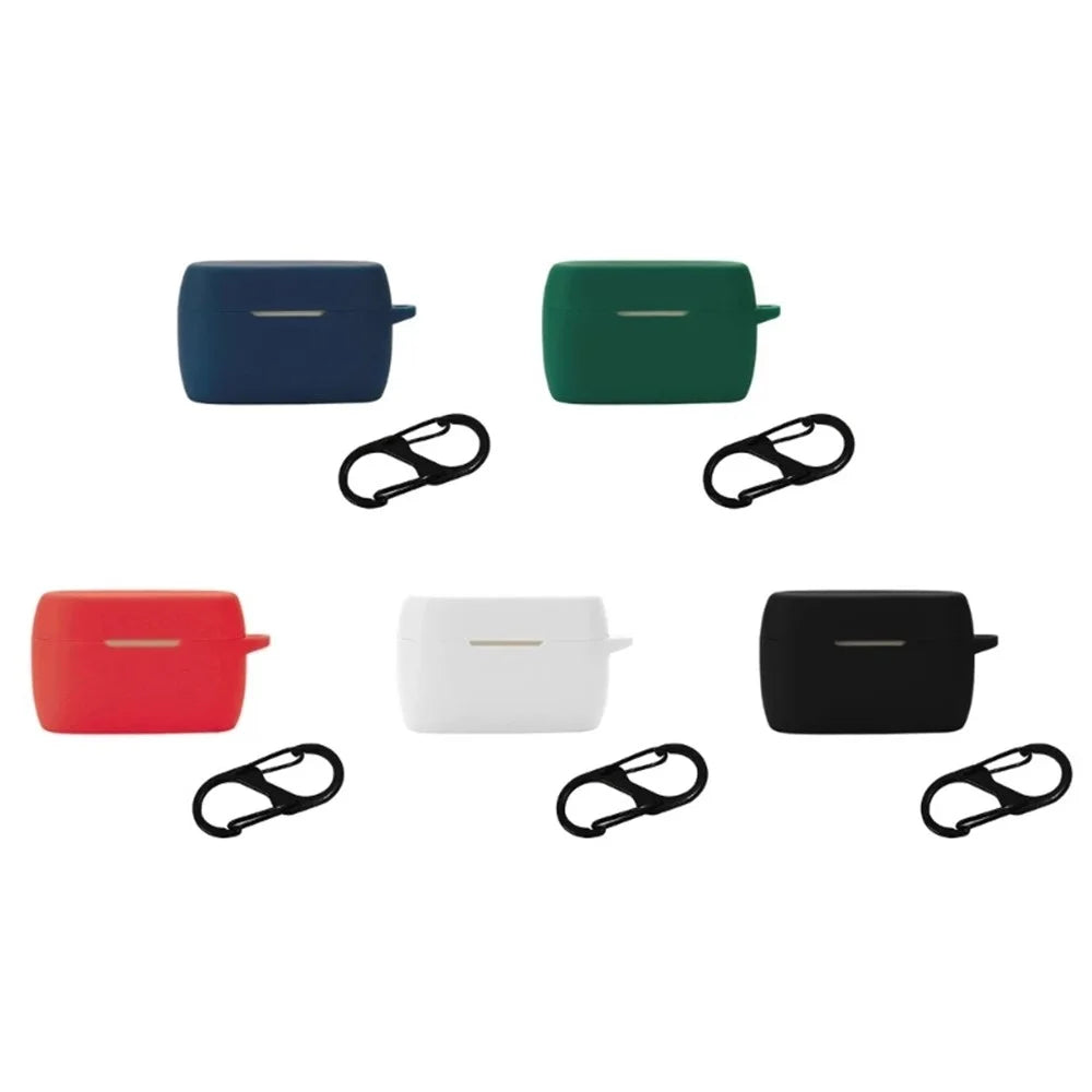 For Jabra Elite 5 TWS Bluetooth-compatible Earphone Anti-drop Anti-dust Case Silicone Protective Cover with Anti-lost Buckle - Dark Blue - 5
