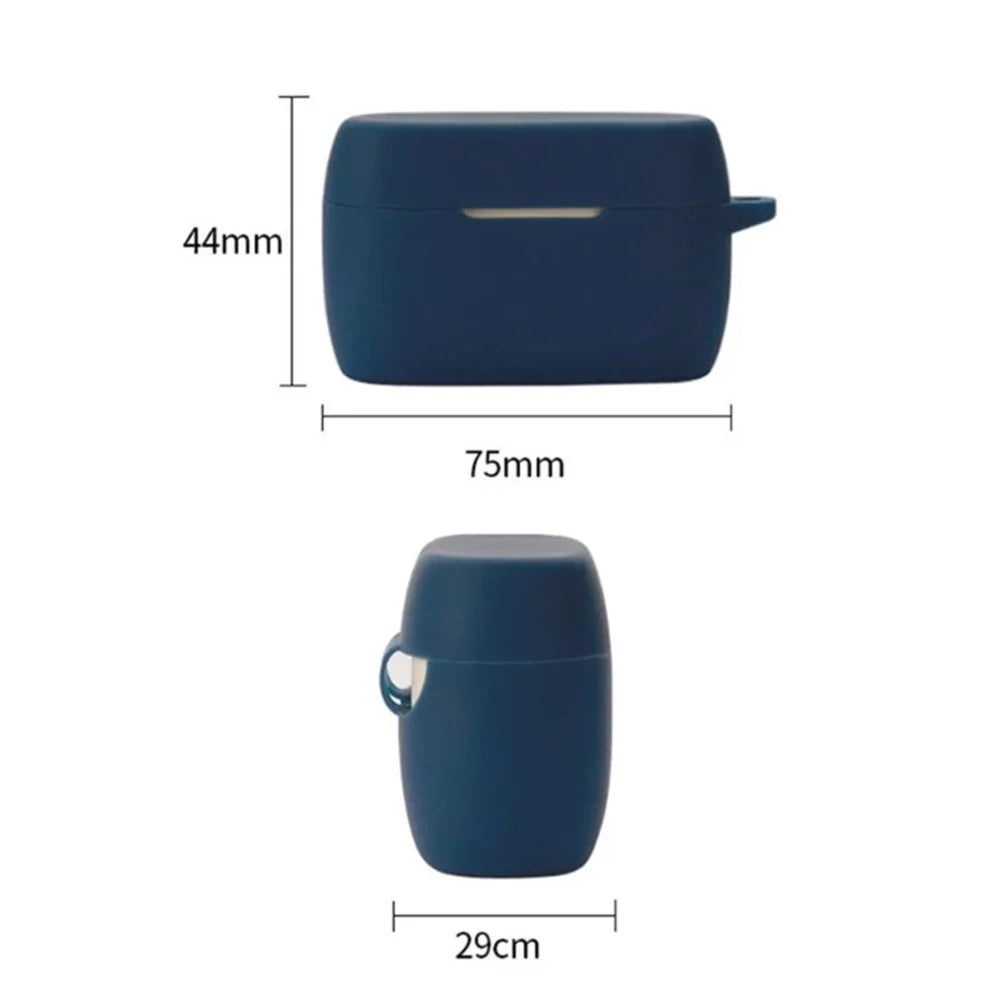 For Jabra Elite 5 TWS Bluetooth-compatible Earphone Anti-drop Anti-dust Case Silicone Protective Cover with Anti-lost Buckle - Dark Blue - 6