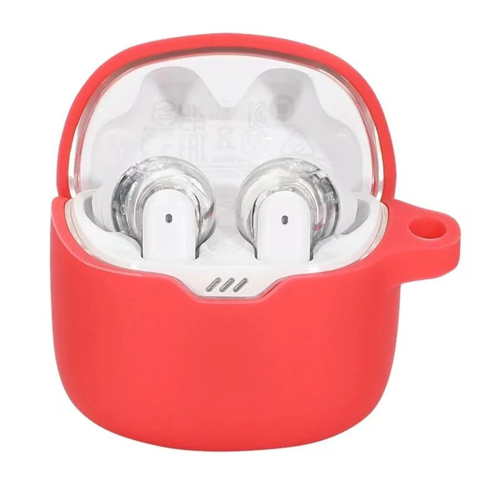 For JBL Tune Flex Shockproof Case Bluetooth-compatible Earbuds Protector Anti-Drop Silicone Case - Red - 1