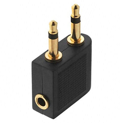 Dual 3.5mm Male to Female Airplane Headphone Adapter Gold Plated Stereo 3.5mm AUX Splitter Airline Audio Converter - 1