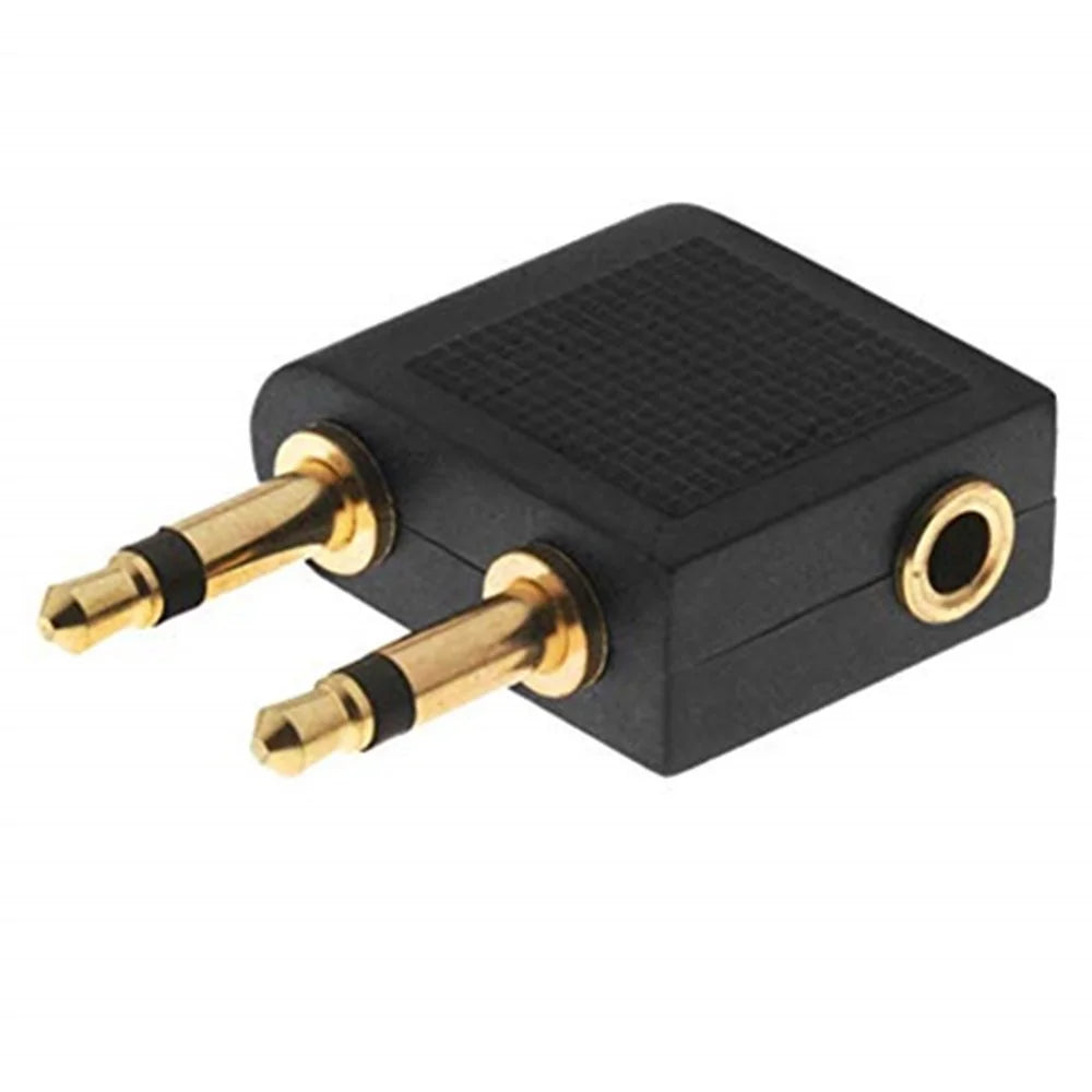 Dual 3.5mm Male to Female Airplane Headphone Adapter Gold Plated Stereo 3.5mm AUX Splitter Airline Audio Converter - 2
