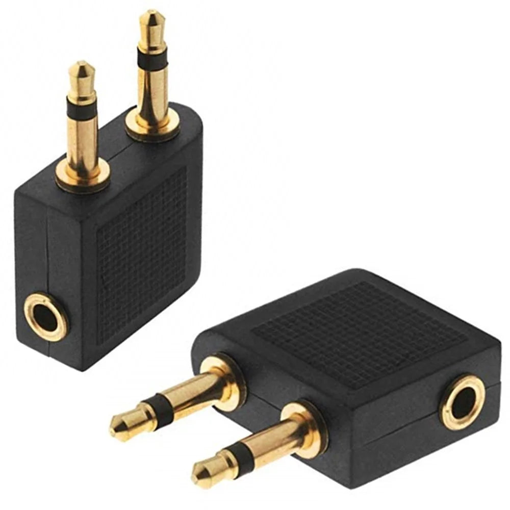 Dual 3.5mm Male to Female Airplane Headphone Adapter Gold Plated Stereo 3.5mm AUX Splitter Airline Audio Converter - 4