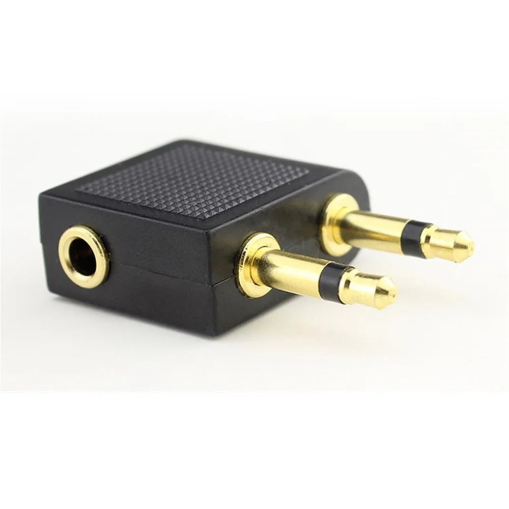 Dual 3.5mm Male to Female Airplane Headphone Adapter Gold Plated Stereo 3.5mm AUX Splitter Airline Audio Converter - 6
