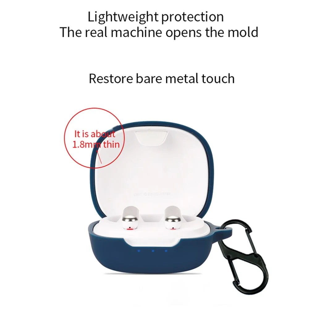 For JBL T280TWS X2 Silicone Sleeve TWS Bluetooth-compatible Earphone Anti-drop Protective Cover Case with Anti-lost Buckle - Dark Blue - 2