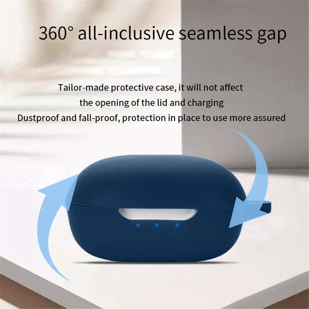 For JBL T280TWS X2 Silicone Sleeve TWS Bluetooth-compatible Earphone Anti-drop Protective Cover Case with Anti-lost Buckle - Dark Blue - 4