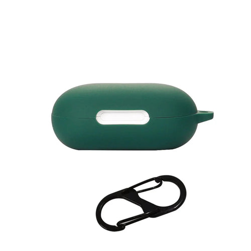 Anti-dust Flexible Silicone Case for Anker Soundcore Space A40 Earphone Charging Box, Drop Protection Cover with Carrying Buckle - Dark Green - 1