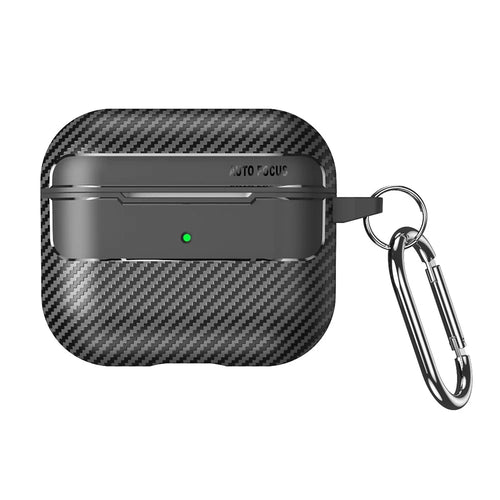 For Apple AirPods 3 Stylish Carbon Fiber TPU Shockproof Cover Bluetooth-compatible Earphone Anti-dust Case - Black - 1