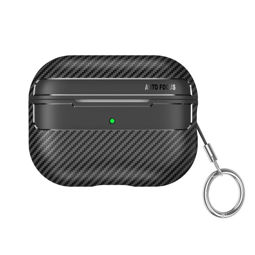 For AirPods Pro 2 TPU Anti-scratch Anti-drop Cover Carbon Fiber Texture Bluetooth-compatible Earphone Protective Sleeve - Black - 1