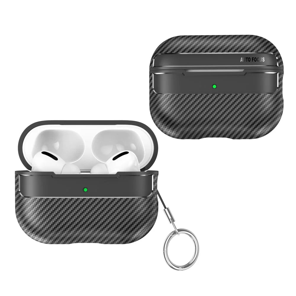 For AirPods Pro 2 TPU Anti-scratch Anti-drop Cover Carbon Fiber Texture Bluetooth-compatible Earphone Protective Sleeve - Black - 2