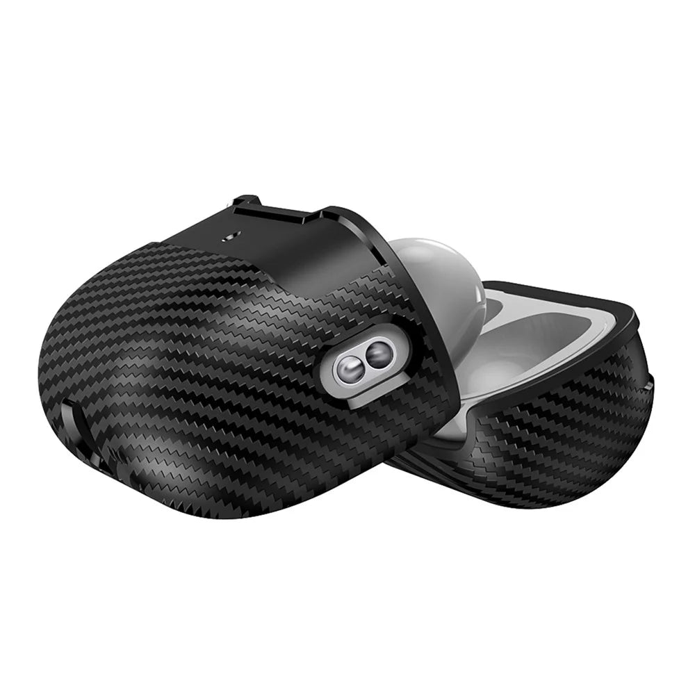 For AirPods Pro 2 TPU Anti-scratch Anti-drop Cover Carbon Fiber Texture Bluetooth-compatible Earphone Protective Sleeve - Black - 3