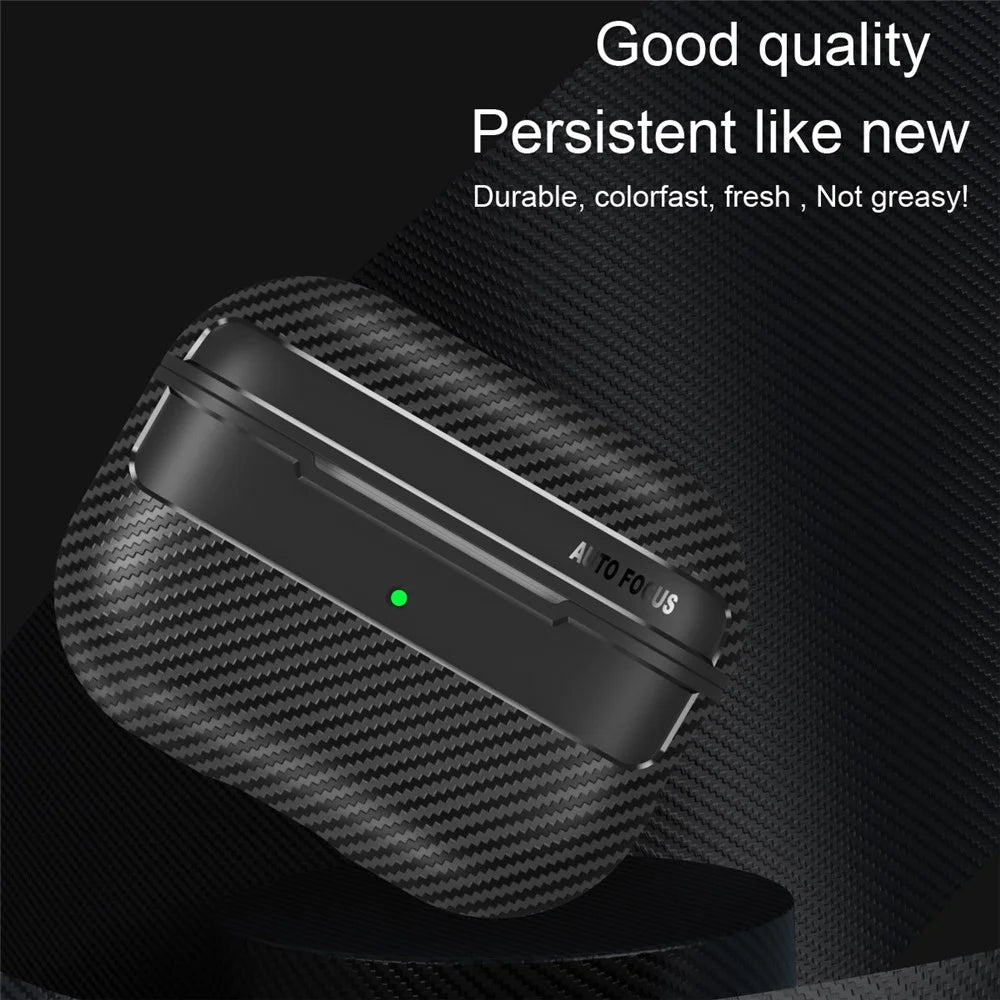 For AirPods Pro 2 TPU Anti-scratch Anti-drop Cover Carbon Fiber Texture Bluetooth-compatible Earphone Protective Sleeve - Black - 4