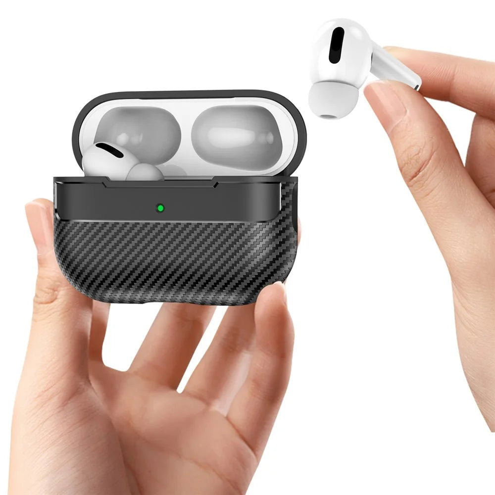 For AirPods Pro 2 TPU Anti-scratch Anti-drop Cover Carbon Fiber Texture Bluetooth-compatible Earphone Protective Sleeve - Black - 5