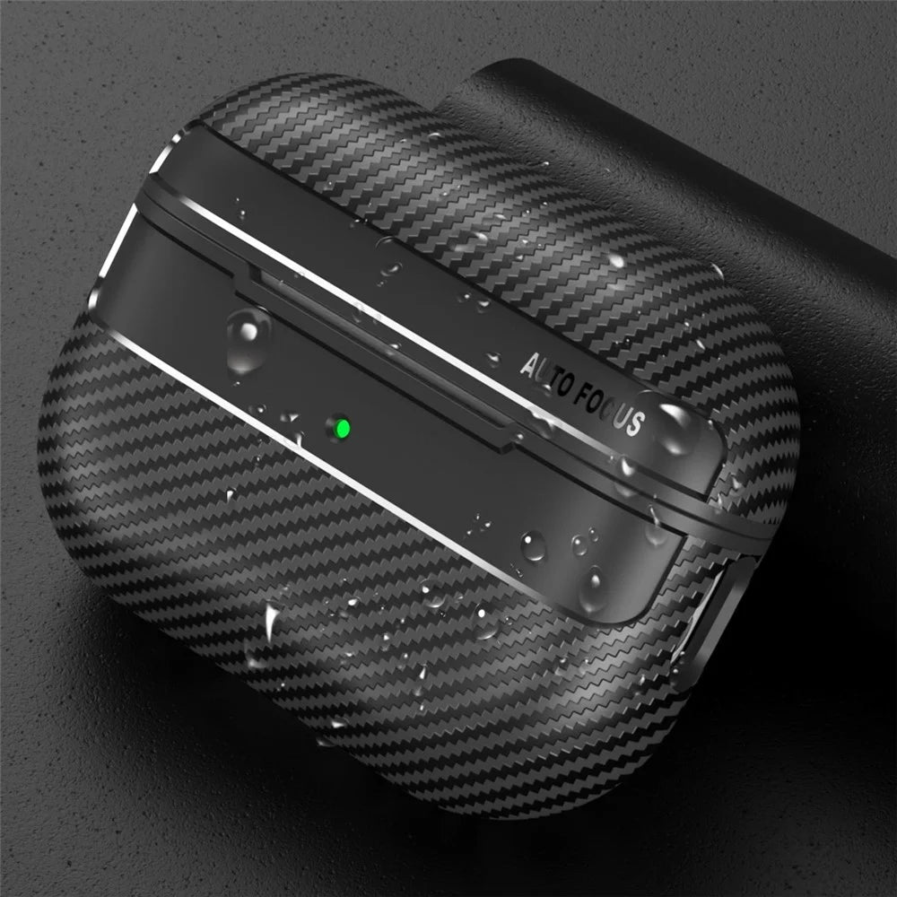 For AirPods Pro 2 TPU Anti-scratch Anti-drop Cover Carbon Fiber Texture Bluetooth-compatible Earphone Protective Sleeve - Black - 6