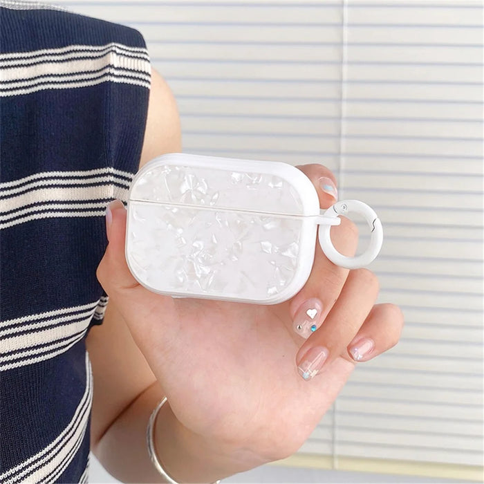 For Apple AirPods 3 Shell Pattern TPU Protective Cover Bluetooth-compatible Earphone Anti-dust Anti-drop Case - White - 3