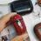 For AirPods Pro (Gen 2) (USB-C) / Pro 2 PU Leather Coated PC Drop-proof Case Bluetooth-compatible Earphone Anti-dust Protective Cover with Lanyard - Red - 2