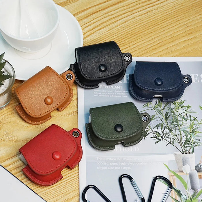For AirPods Bluetooth-compatible Earphone Protective Cover Backpack Shape PU Leather Drop-proof Case with Lanyard - Dark Blue - 5