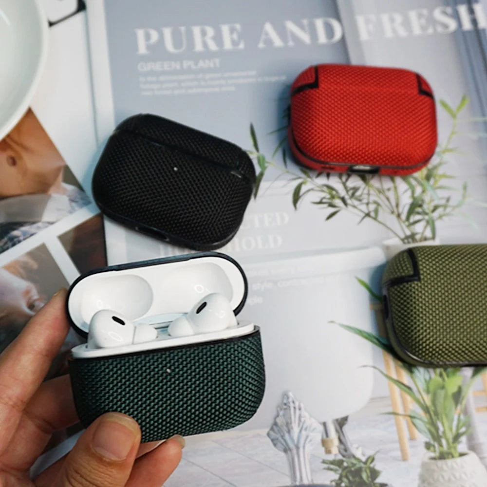 For AirPods Pro (Gen 2) (USB-C) / Pro 2 Charging Case Cover Nylon PC Anti-Fall Case Bluetooth-compatible Headset Protector with Strap - Dark Green - 2