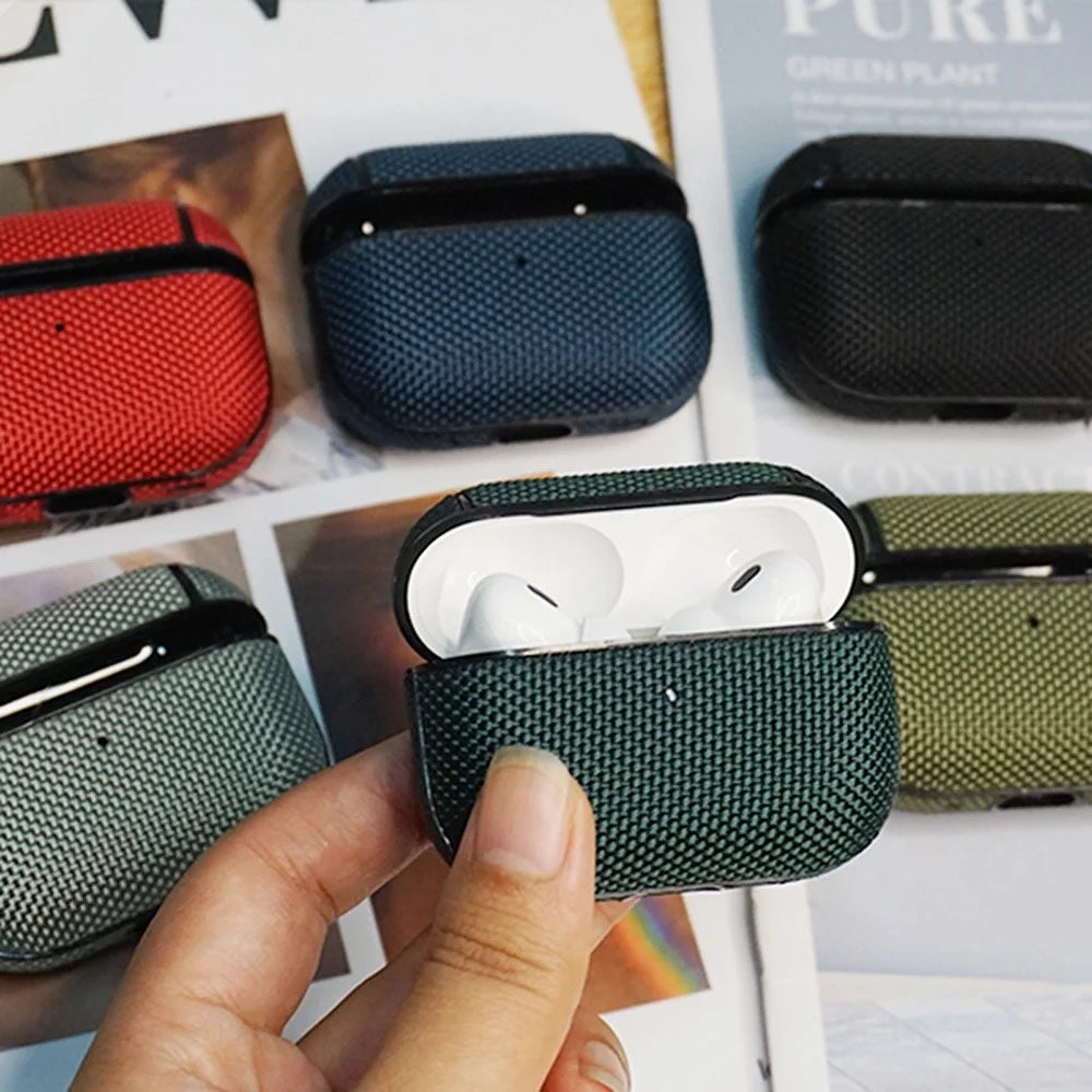 For AirPods Pro (Gen 2) (USB-C) / Pro 2 Charging Case Cover Nylon PC Anti-Fall Case Bluetooth-compatible Headset Protector with Strap - Dark Green - 3