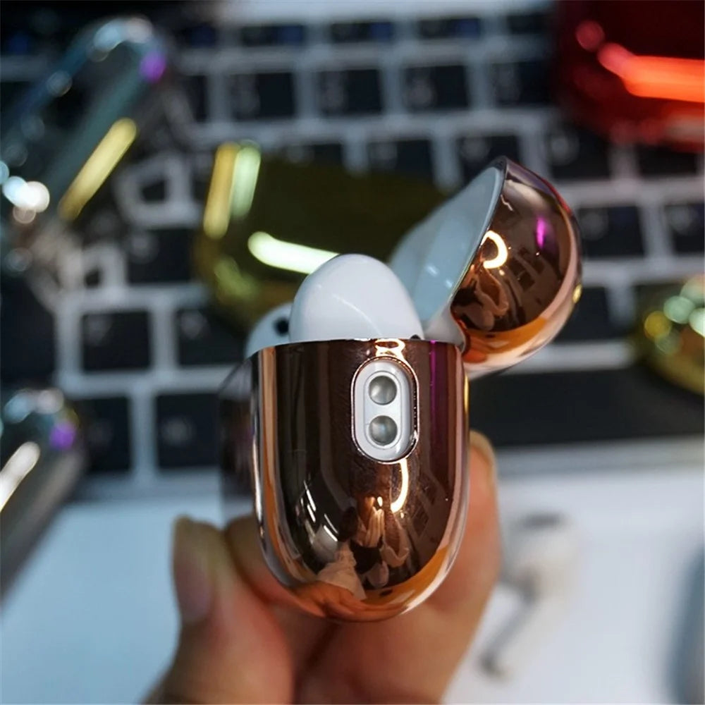 For AirPods Pro (Gen 2) (USB-C) / Pro 2 Bluetooth-compatible Earphone Protective Case Electroplated PC Anti-drop Cover - Rose Gold - 2