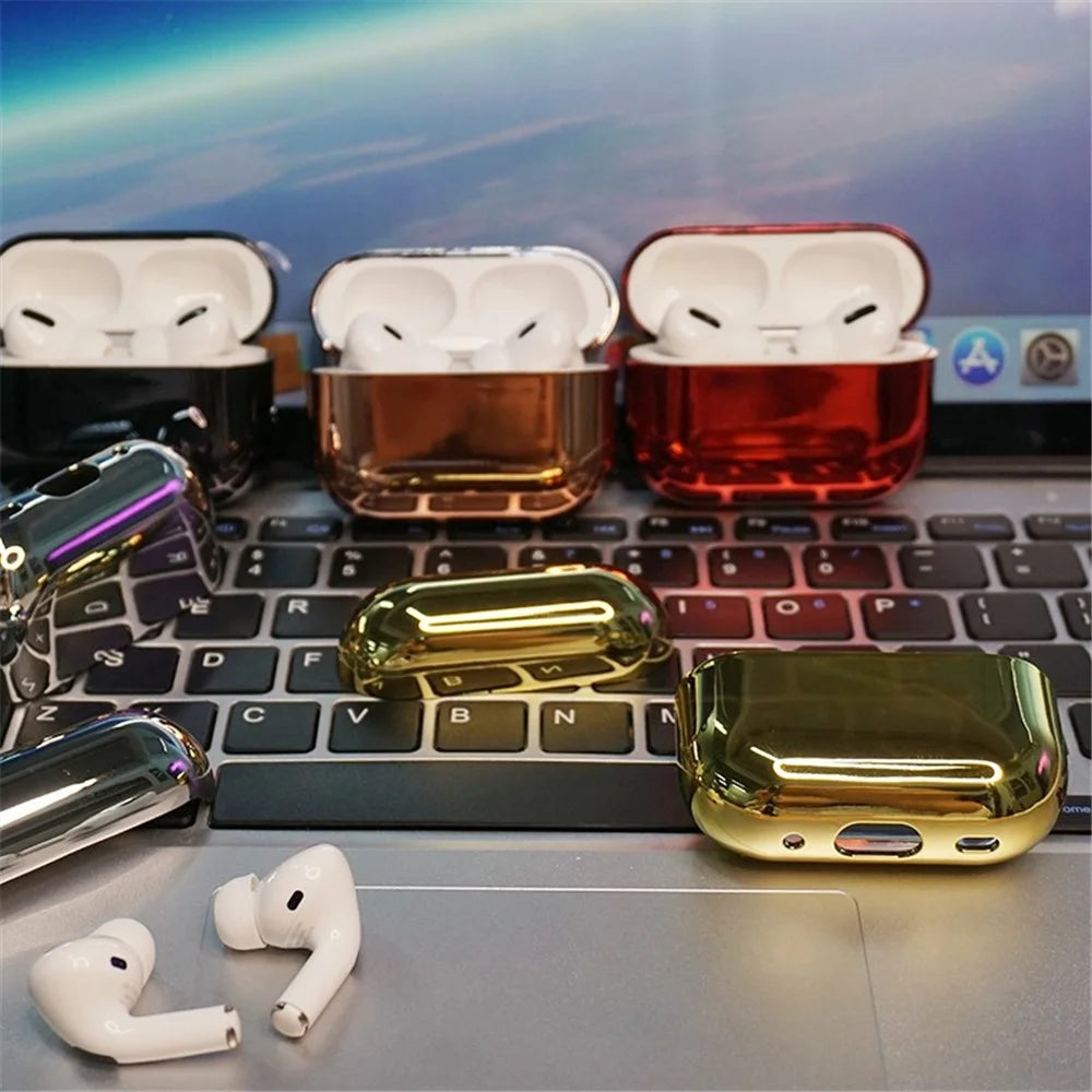 For AirPods Pro (Gen 2) (USB-C) / Pro 2 Bluetooth-compatible Earphone Protective Case Electroplated PC Anti-drop Cover - Rose Gold - 6