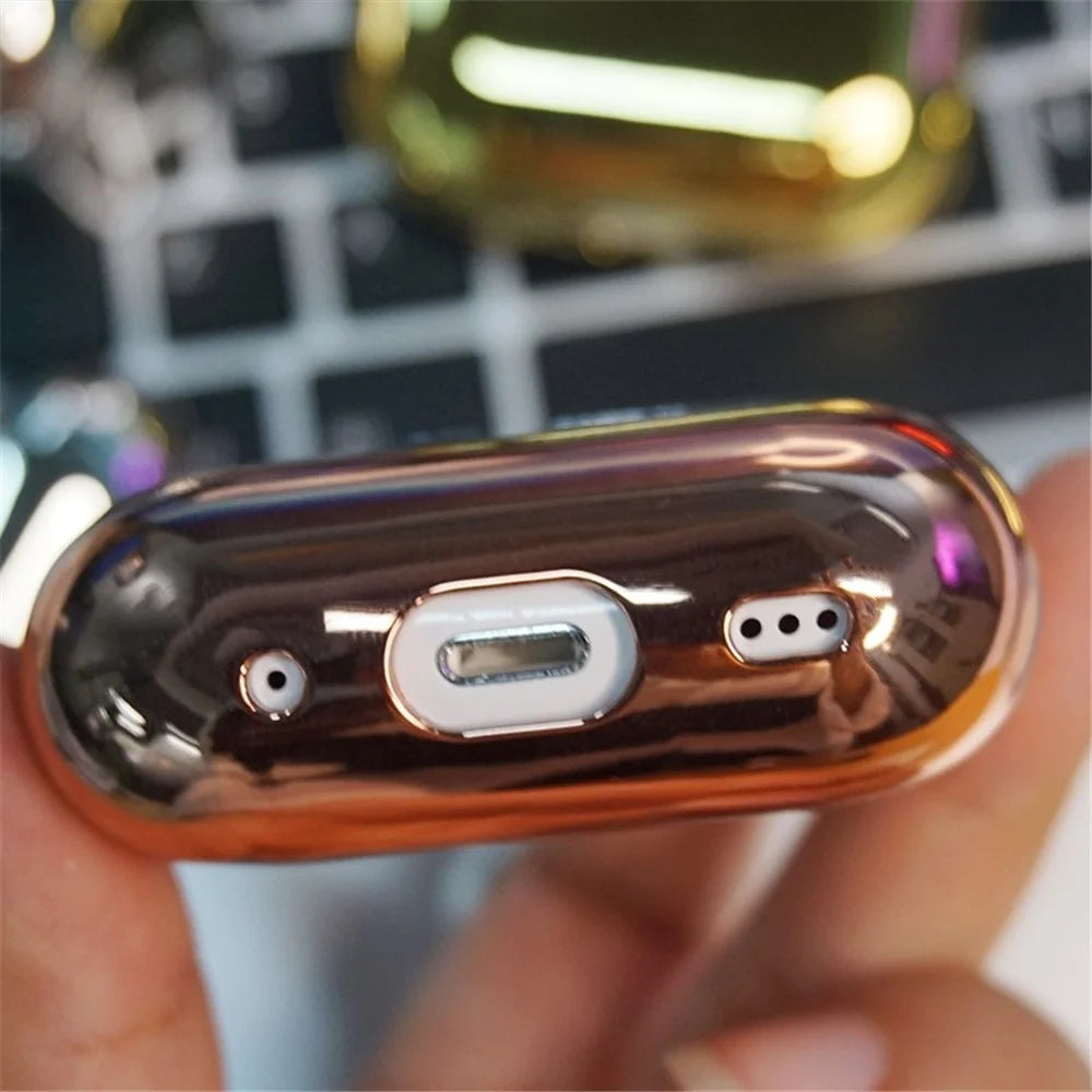 For AirPods Pro (Gen 2) (USB-C) / Pro 2 Protective Case Stylish Electroplating Bluetooth-compatible Earphone TPU Anti-drop Cover with Lanyard - Rose Gold - 3