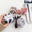Bluetooth-compatible Earbuds Case for Apple AirPods Pro, Leopard Pattern Soft Fake Fur Coated TPU Protective Cover with Bowknot Pompom - Black  /  White - 6