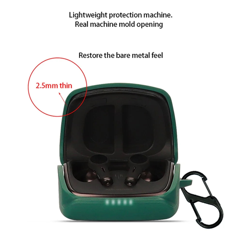 Shockproof Earphone Cover for Audio-Technica ATH-TWX9 Soft Dustproof Silicone Sleeve with Buckle - Dark Green - 4