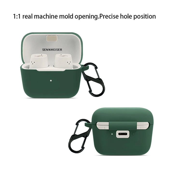 Anti-scratch Carrying Case for Sennheiser CX 500BT Earphone Charging Box Protective Cover with Buckle - Dark Green - 3