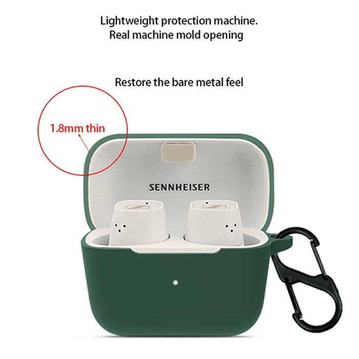 Anti-scratch Carrying Case for Sennheiser CX 500BT Earphone Charging Box Protective Cover with Buckle - Dark Green - 5